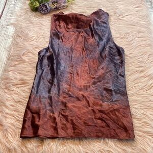 Nation LTD Satin Cowl Tie Dye Neck Tank sz S